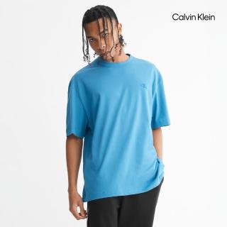 【Calvin Klein】官方旗艦館 CK Calvin Logo 圓領上衣 藍色