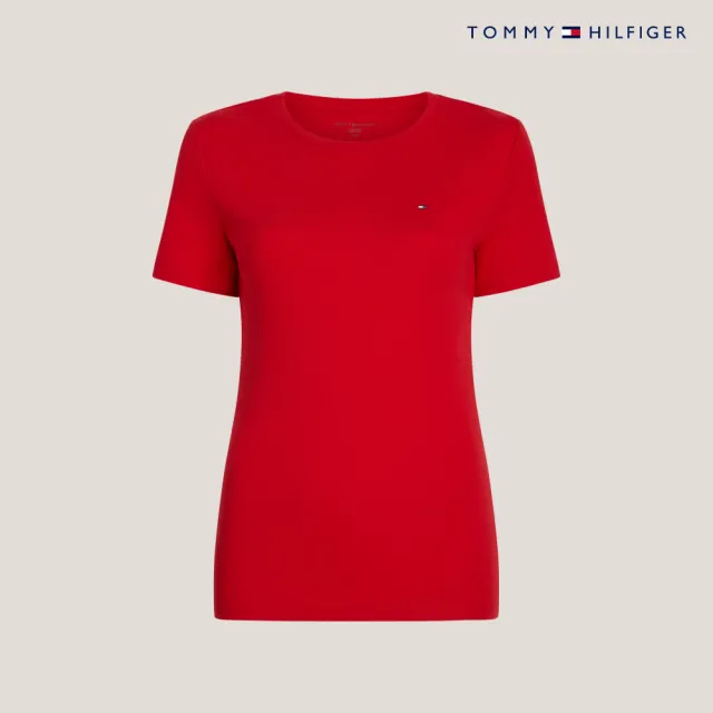 【TOMMY HILFIGER】官方旗艦館 旗幟刺繡圓領 T 恤_紅色