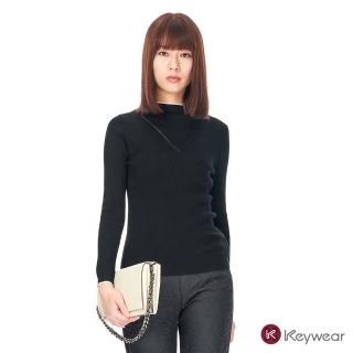 【KeyWear 奇威名品】字母V字透膚立領針織毛衣(共3色)