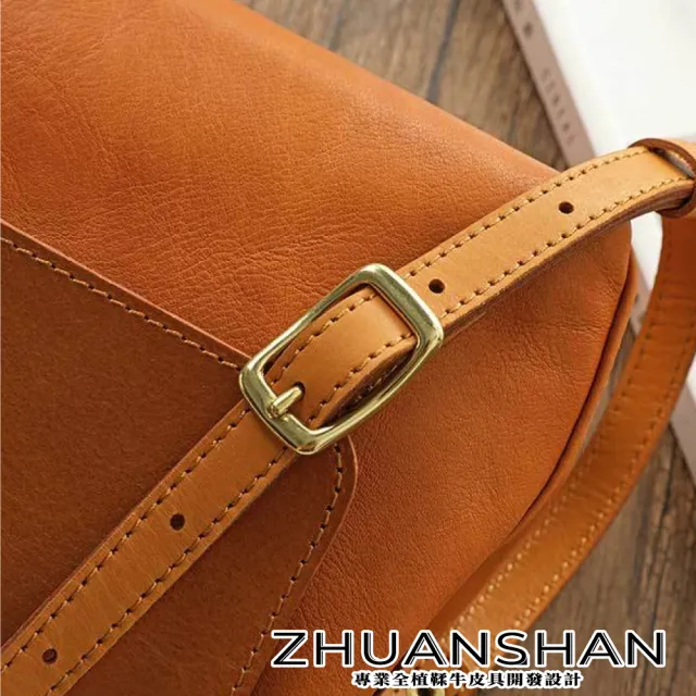 【ZHUANSHAN】真皮 植揉牛皮黃銅五金純色手提包 肩背包(真皮包包 咖啡色／棕色／墨綠色／ 