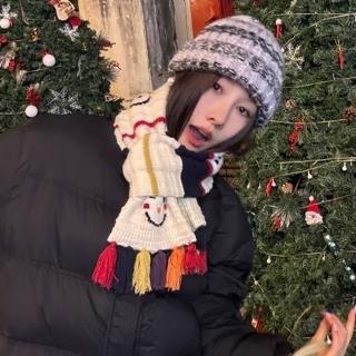 【MoonDy】618 圍脖 編織圍巾 毛線圍巾 保暖圍巾 厚圍巾 流蘇圍巾 針織圍巾 韓國圍巾 交換禮物 白色
