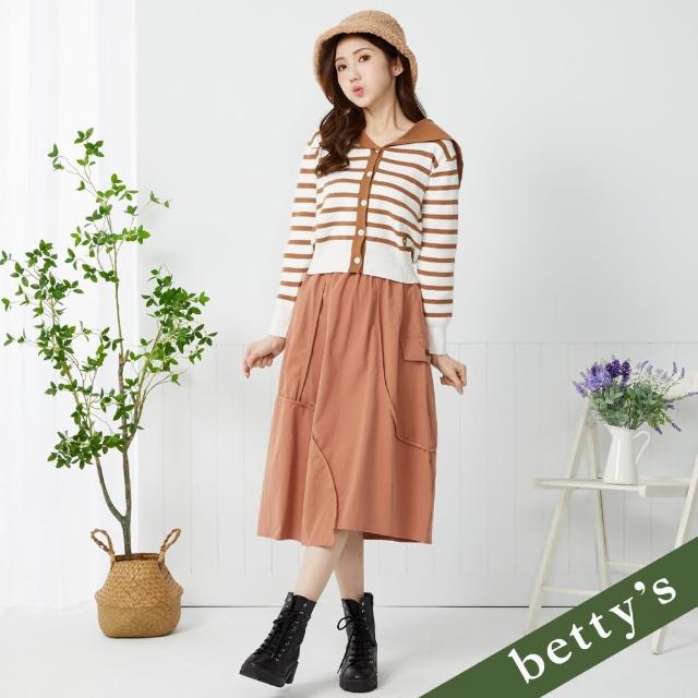 【betty’s 貝蒂思】腰鬆緊不規則剪裁壓線長裙(共二色)