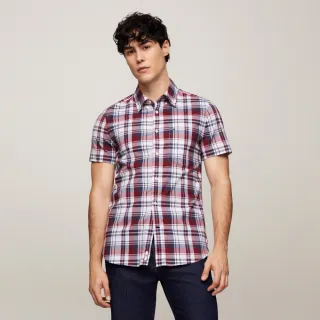 【Tommy Hilfiger】官方旗艦館 格紋修身襯衫_紅色