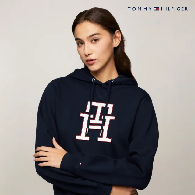 【TOMMY HILFIGER】官方旗艦館 現代 Monogram 標誌連帽衛衣_藍色