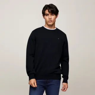 【Tommy Hilfiger】官方旗艦館 Signature圓領毛衣_藍色