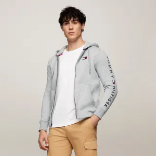 【TOMMY HILFIGER】官方旗艦館 Essential 拉鍊帽T_灰色