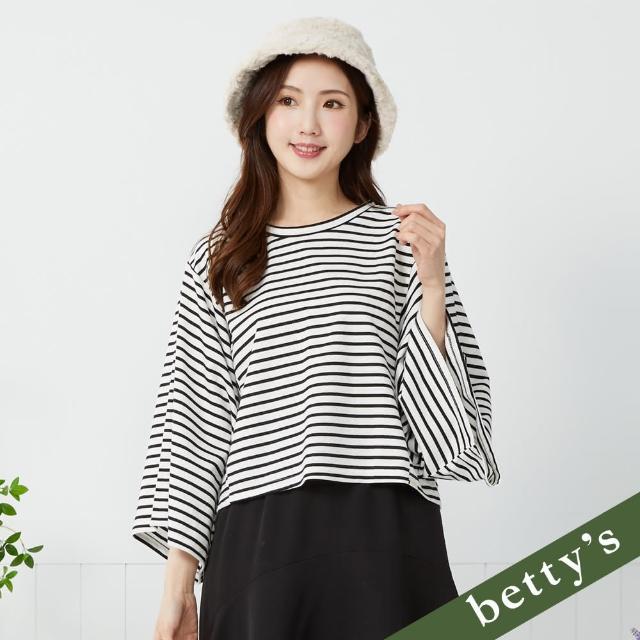 【betty’s 貝蒂思】寬版拼接素面蝙蝠袖T-shirt(共二色)