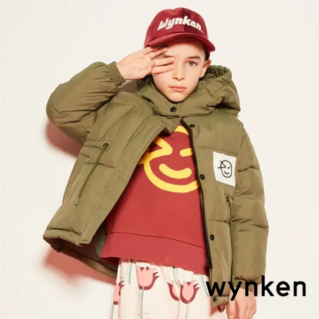 wynken LOGO標誌單色蓬鬆鋪棉連帽外套(2色)