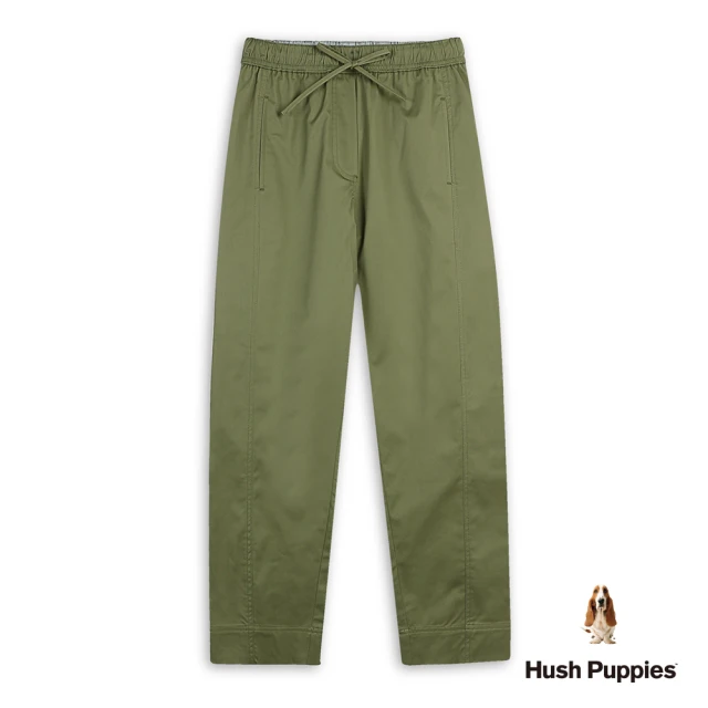 Hush Puppies 女裝 長褲 素色休閒腰鬆緊長褲(軍綠 / 53221104)