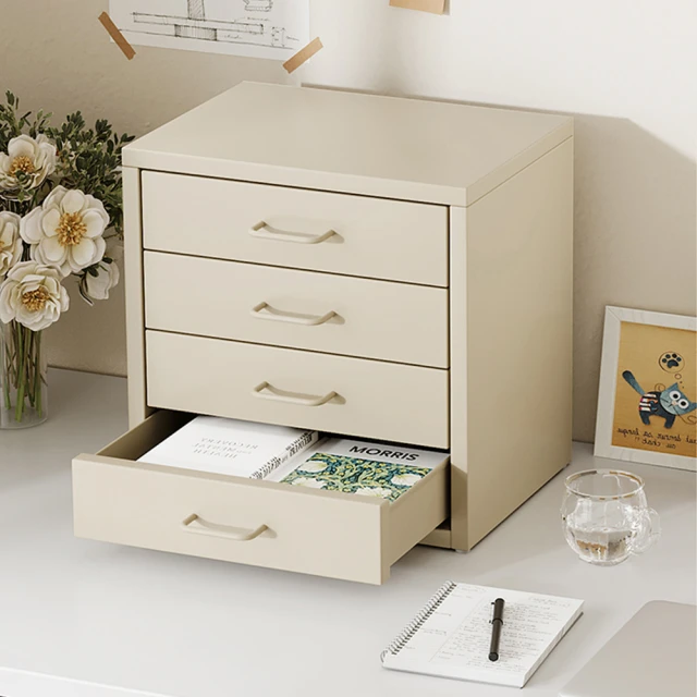 AOTTOAOTTO 北歐風鐵藝質感桌上四層收納櫃(鐵櫃 文件櫃 桌上收納 抽屜櫃)