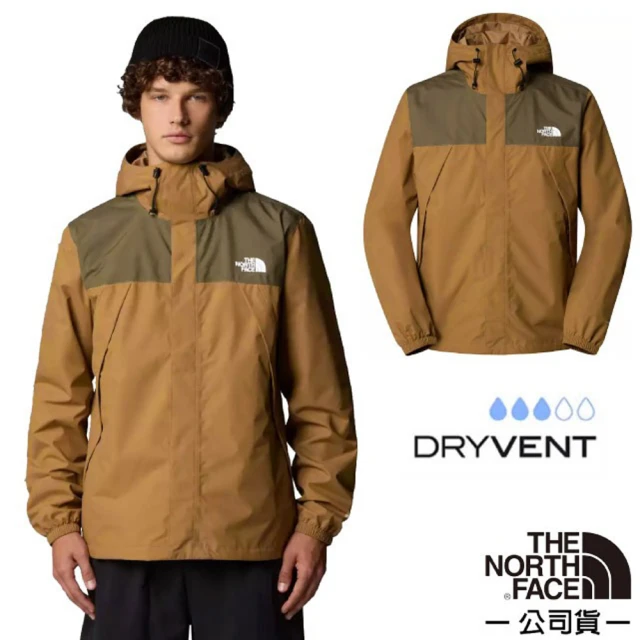 The North Face 男 ANTORA 防風防水透濕耐磨連帽外套.DRYVENT機能風衣夾克(8DRZ-5K2 拿鐵褐)