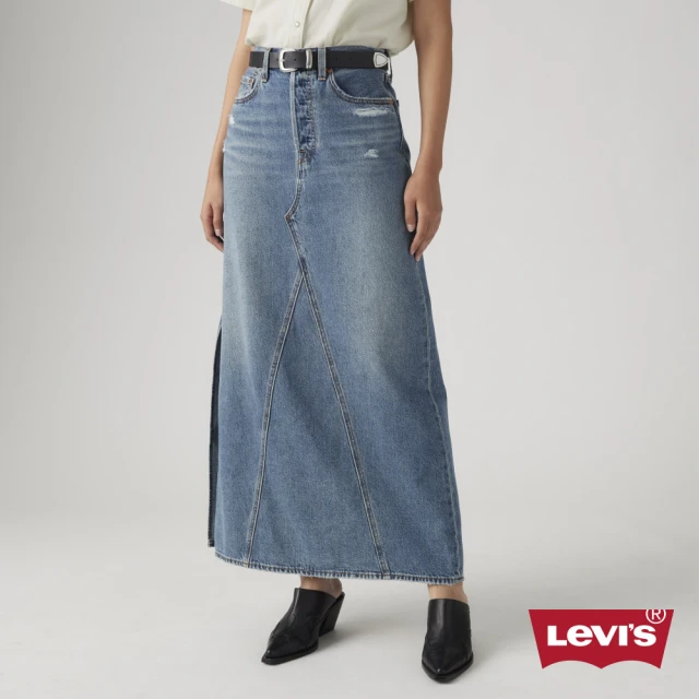 LEVIS Levi”s☆女款經典丹寧牛仔拼接長裙 人氣新品 A8727-0002