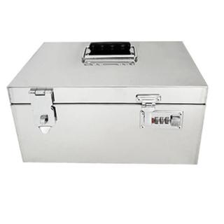 【樂多家居】25*13*11CM單掛鎖帶密碼鎖送掛鎖 保險箱 存錢箱 帶鎖收納箱(防摔耐砸 不鏽鋼材質 光滑邊角)