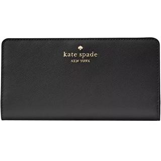 【KATE SPADE】Madison黑色防刮皮革超薄釦式對折中長夾