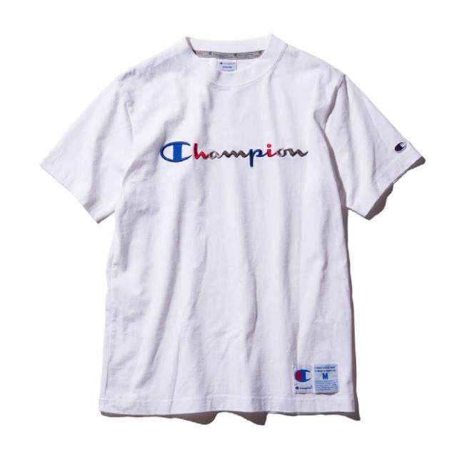 【Champion】官方直營-彩色草寫LOGO短袖上衣Tee-男(白色)