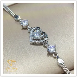 【CF鑽飾】手鍊 莫桑鑽《永恆真心》(1克拉 雙12 鑽石 手鏈  聖誕 交換禮物 求婚 生日)