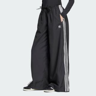 【adidas 愛迪達】長褲 女 休閒褲 三葉草 寬鬆版 FB OS TP 黑 JD3390
