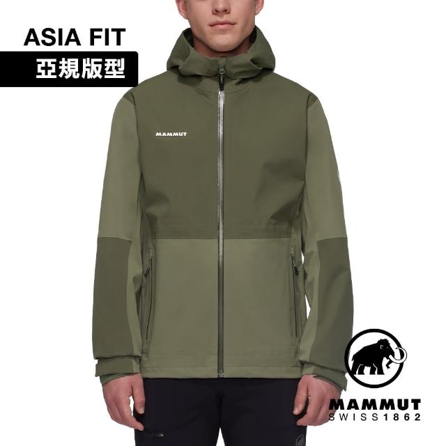 【Mammut 長毛象官方直營】Linard Guide HS Hooded AF 防水防風連帽外套 男款 沼澤綠/深沼澤綠 #1010-30930