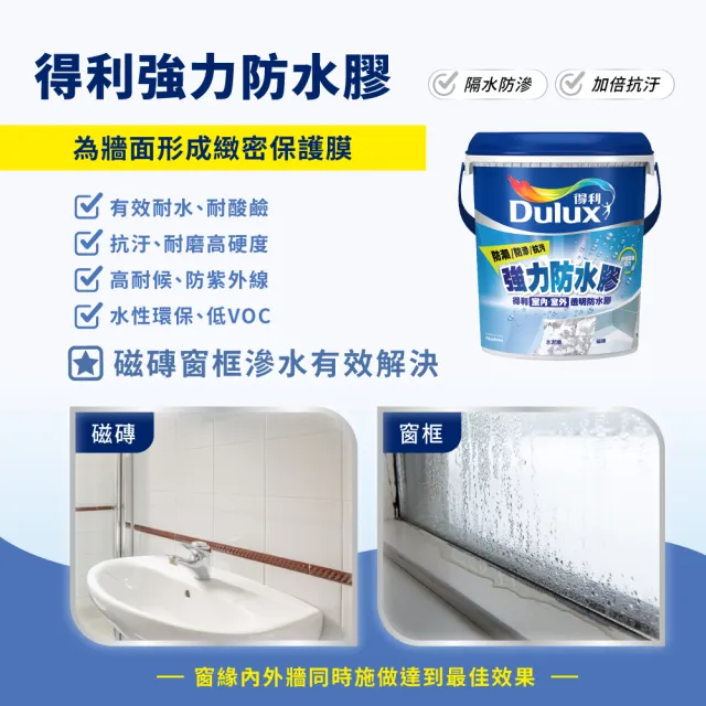 【得利】Dulux官方旗艦店★A795 強力防水膠 透明 亮光（1公升裝）(磁磚 窗框 防水)