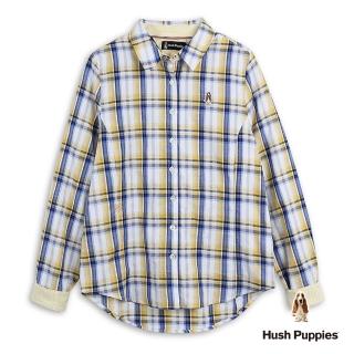 【Hush Puppies】女裝 襯衫 經典配色格紋小狗襯衫(黃藍格紋 / 53212105)