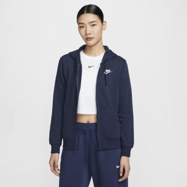 【NIKE 耐吉】外套 女 運動連帽外套 AS W NSW CLUB FLC FZ HOODIE ST 藍 DQ5472-451(2S4255)