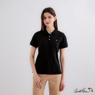 【Arnold Palmer 雨傘】女裝-經典小傘刺繡POLO衫(黑色)