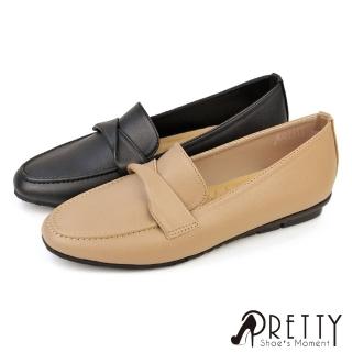 【Pretty】女鞋 樂福鞋 包鞋 便鞋 OL 上班鞋 方頭 臺灣製(卡其、黑色)