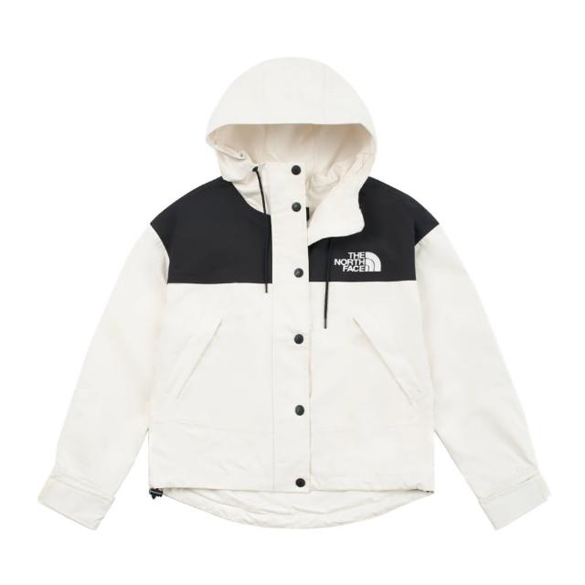 【The North Face】北臉 外套 女 運動連帽外套 防潑水 衝鋒衣 亞規 W REIGN ON JACKET 米白黑 NF0A8DGKROU