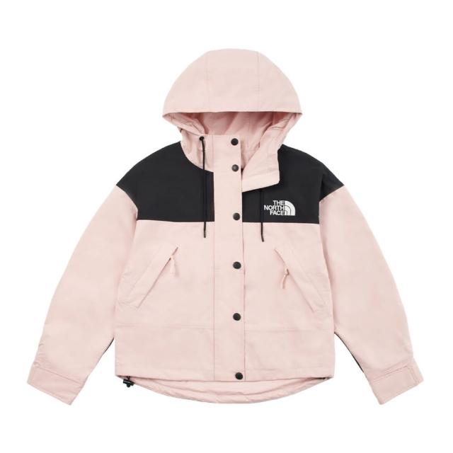 【The North Face】北臉 外套 女 運動連帽外套 防潑水 衝鋒衣 亞規 W REIGN ON JACKET 黑粉 NF0A8DGKHZI