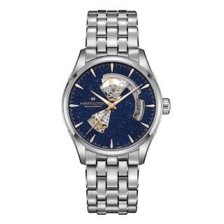 【HAMILTON 漢米爾頓】爵士大師系列 Open Heart 鏤空腕錶 星空版 42mm(自動上鍊 中性 鋼帶 H32705140)