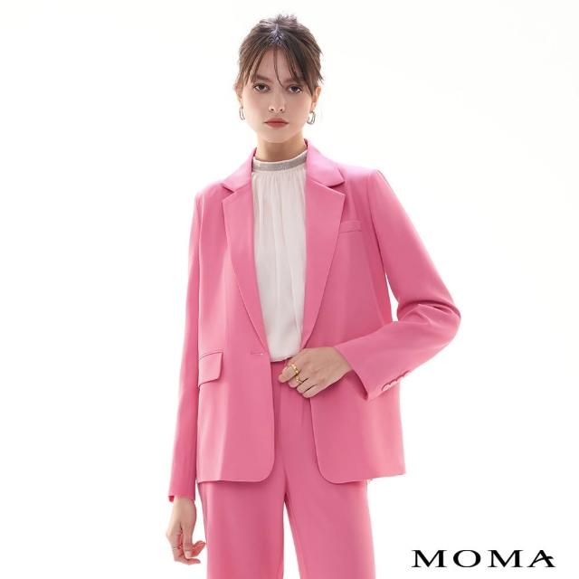 【MOMA】珊瑚粉垂墜感後開衩西裝外套(桃色)