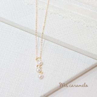 【焦糖小姐 Ms caramelo】925純銀鍍K黃 簡約鋯石項鍊(鋯石項鍊)