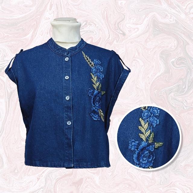 【水衫】牛仔貼布蕾絲短背心2入(M09-77)