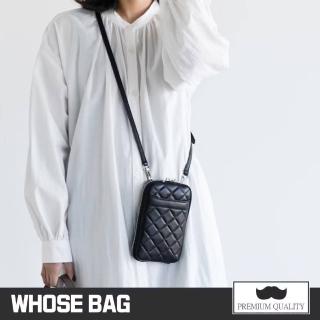 【WHOSE BAG】小香風菱格紋羊皮手機包 真皮側揹包 迷你斜揹包 NO.WB038(女側揹包 女斜揹包)