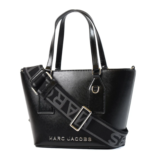 MARC JACOBS 馬克賈伯 金屬LOGO十字紋防刮手提/斜背二用包-黑色