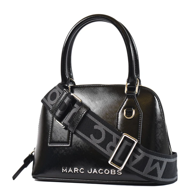 MARC JACOBS 馬克賈伯 金屬LOGO十字紋防刮手提/斜背二用貝殼包-黑色