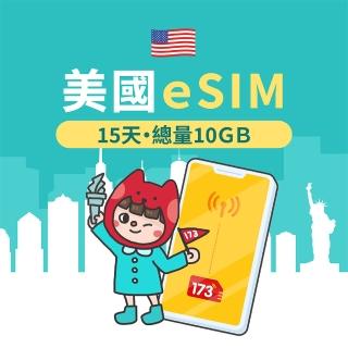 【173一起上網】美國eSIM 15天10GB高速流量 降速吃到飽