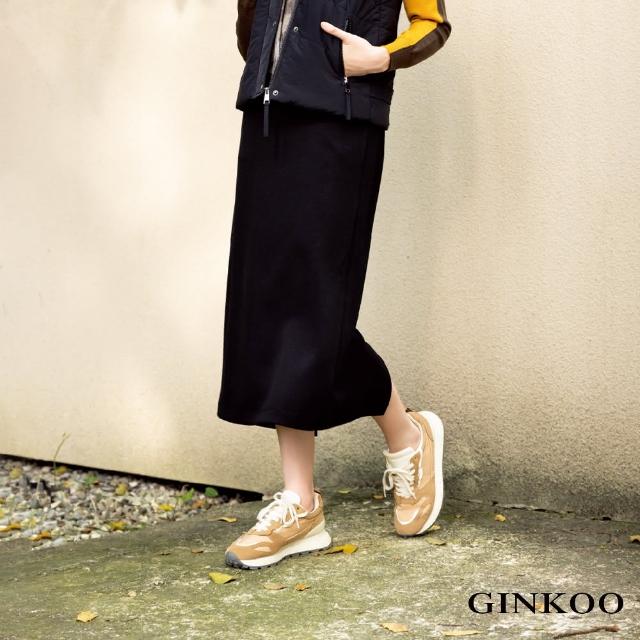 【GINKOO 俊克】後開衩彈性休閒長裙