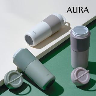 【AURA 艾樂】陶瓷保溫杯超值組 提手525ml+隨行800ml(隨行杯/保溫杯瓶)