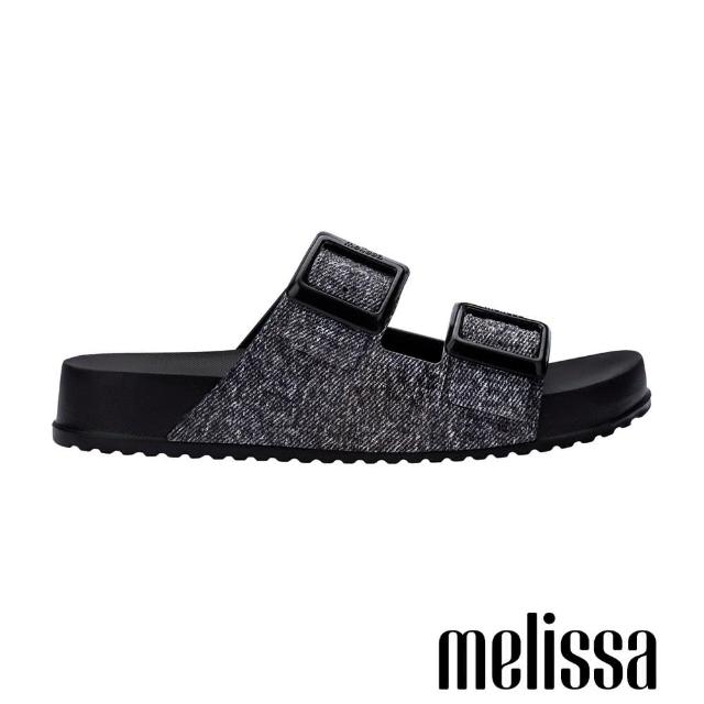 【Melissa】LOGO雙扣帶拖鞋(黑色)