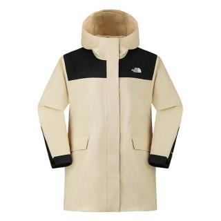 【The North Face】北臉 外套 女 運動連帽外套 防潑水 透氣 衝鋒衣 黑米白 NF0A8C0Y4D5