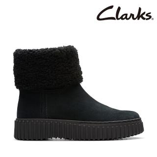 【Clarks】女靴 Torhill Turn 毛內裡羅紋厚底餅乾靴 短靴 雪靴(CLF79562B)