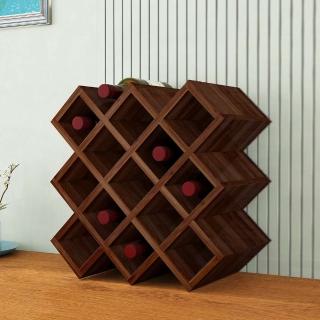【宏泰傢俱】20格 孔距80*80cm(酒架 實木紅酒架 格子架 歐式酒架 展示架 置物架 菱形架 預購15天)