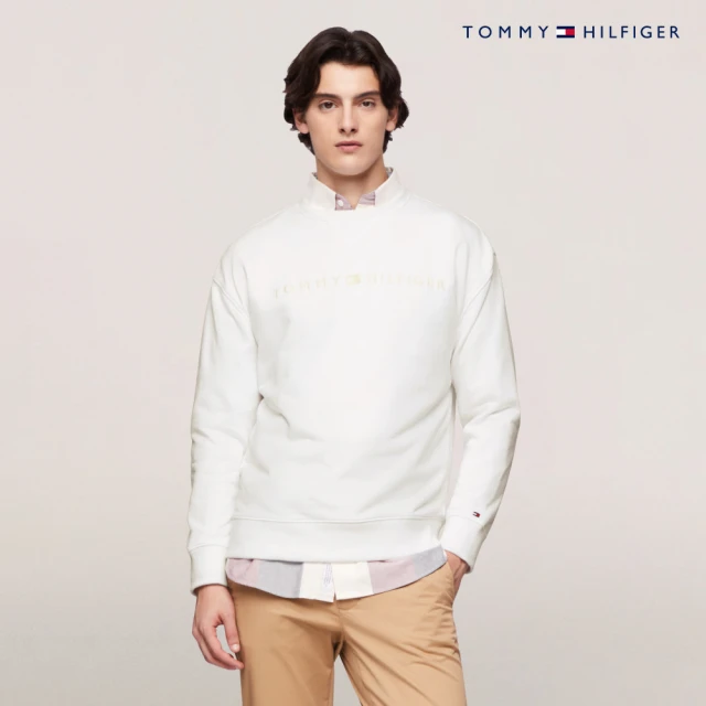 Tommy Hilfiger 官方旗艦館 同色調刺繡Logo大學T_白色