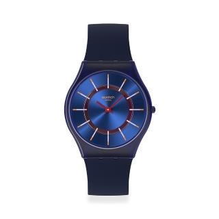 【SWATCH】SKIN超薄系列手錶 VERY JAZZY BERRY 爵士藍莓 男錶 女錶 瑞士錶 錶(34mm)