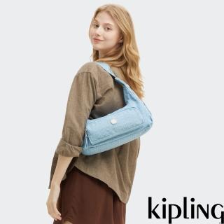 【KIPLING官方旗艦館】牛仔藍提花多袋收納肩揹包-KARIS S
