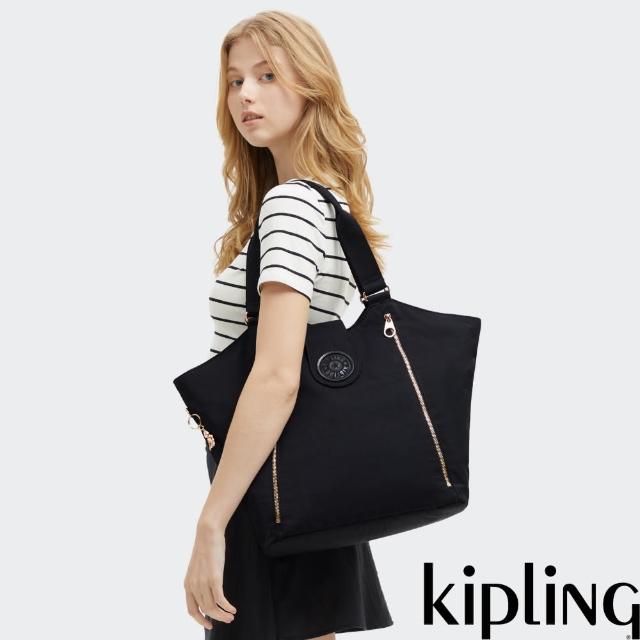 【KIPLING官方旗艦館】魅力黑大容量肩背托特包-RECICELY