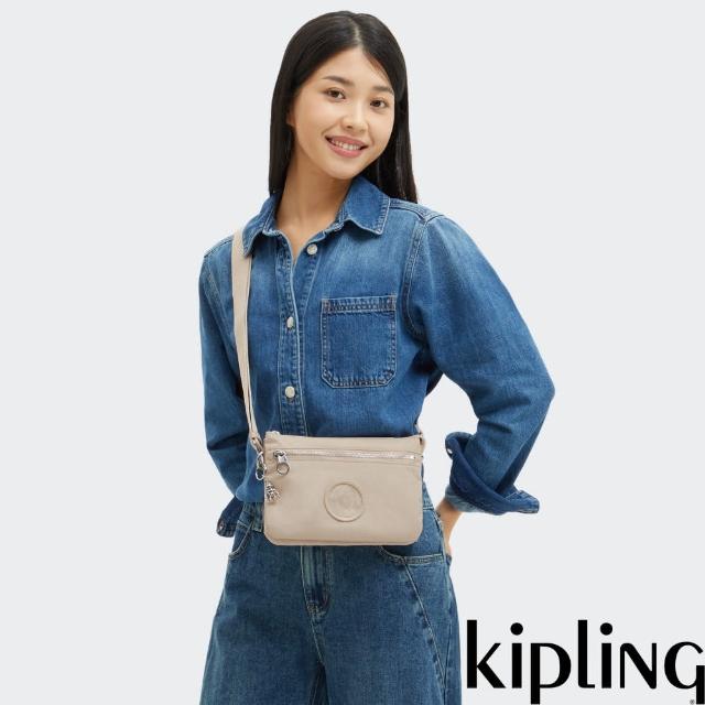 【KIPLING】『千層包』暖米色單肩隨身斜背包-RIRI ZIP