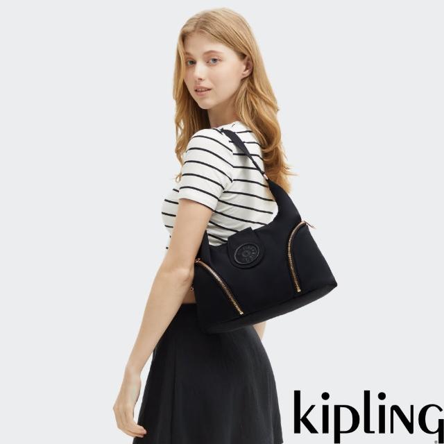 【KIPLING官方旗艦館】魅力黑彎月形肩背包-ILIE
