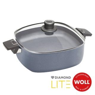 【Woll】德國歐爾DIAMOND LITE新鑽石 鑄造不沾方型深湯鍋26cm(附安全玻璃蓋)